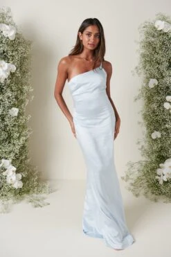 Amelia Maxi Bridesmaid Dress - Matte Ice Blue 15 Amelia Maxi Bridesmaid Dress - Matte Ice Blue -Outlet Stylistae Store AMELIA SATIN BLUE 3822