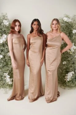 Amelia Maxi Bridesmaid Dress - Matte Mocha -Outlet Stylistae Store AMELIA SATIN MOCHA 4204
