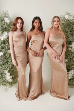 Amelia Maxi Bridesmaid Dress - Matte Mocha -Outlet Stylistae Store AMELIA SATIN MOCHA 4218