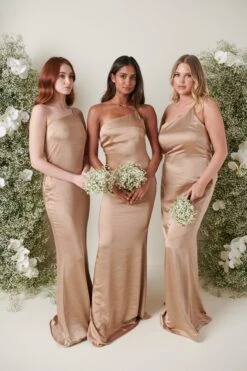 Amelia Maxi Bridesmaid Dress - Matte Mocha -Outlet Stylistae Store AMELIA SATIN MOCHA 4238