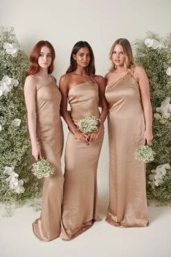 Amelia Maxi Bridesmaid Dress - Matte Mocha -Outlet Stylistae Store AMELIA SATIN MOCHA 4244