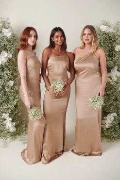 Amelia Maxi Bridesmaid Dress - Matte Mocha -Outlet Stylistae Store AMELIA SATIN MOCHA 4250