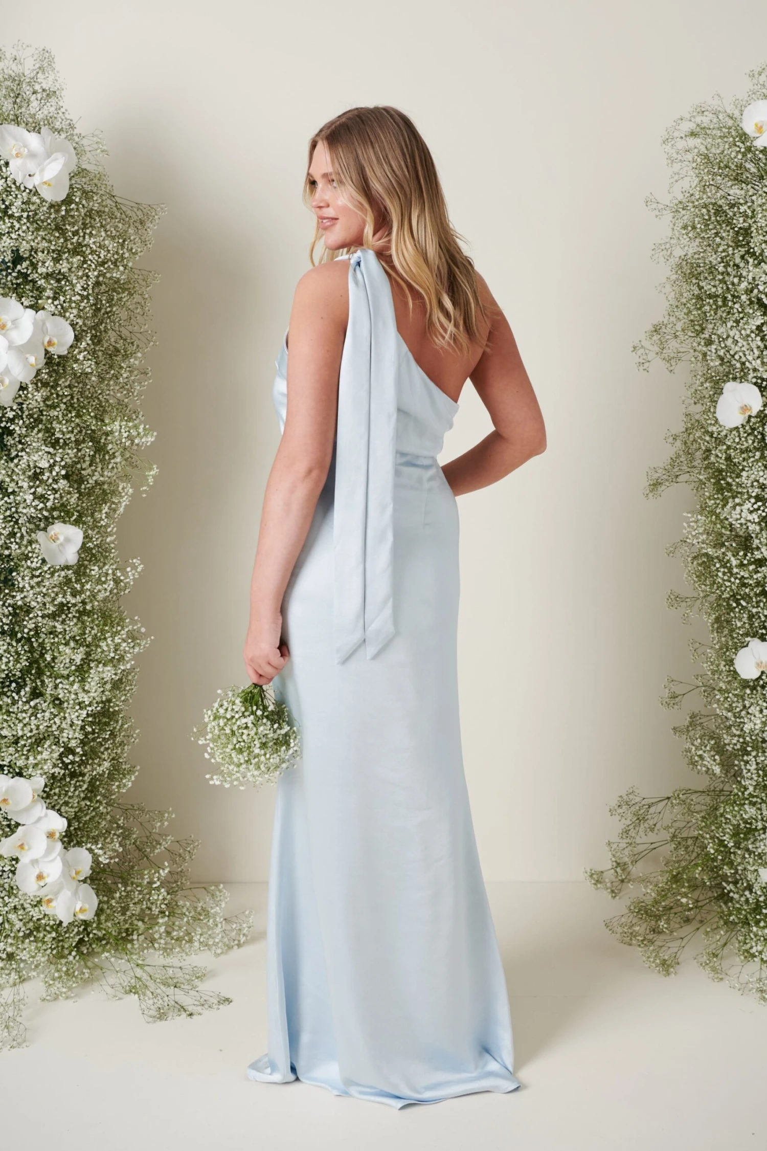 Amelia Tie Maxi Bridesmaid Dress - Matte Ice Blue 2 Amelia Tie Maxi Bridesmaid Dress - Matte Ice Blue - Image 2