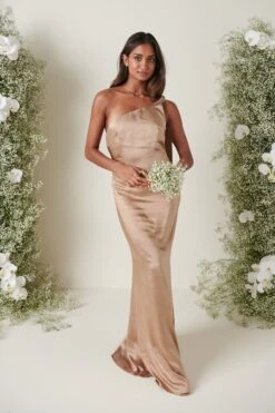 Amelia Tie Maxi Bridesmaid Dress - Matte Mocha
