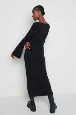 Abriana V-Neck Knit Dress - Black -Outlet Stylistae Store Abriana black 1465