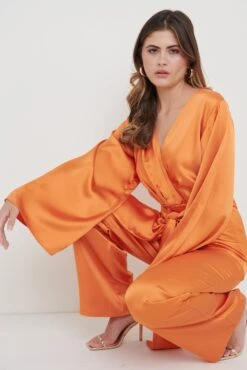 Adelaide Kimono Sleeve Jumpsuit - Orange -Outlet Stylistae Store Adelaide Kimono Sleeve Jumpsuit Orange 741