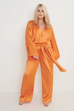 Adelaide Kimono Sleeve Jumpsuit - Orange -Outlet Stylistae Store Adelaide Kimono Sleeve Jumpsuit Orange Curve13