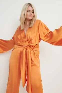 Adelaide Kimono Sleeve Jumpsuit - Orange -Outlet Stylistae Store Adelaide Kimono Sleeve Jumpsuit Orange Curve43