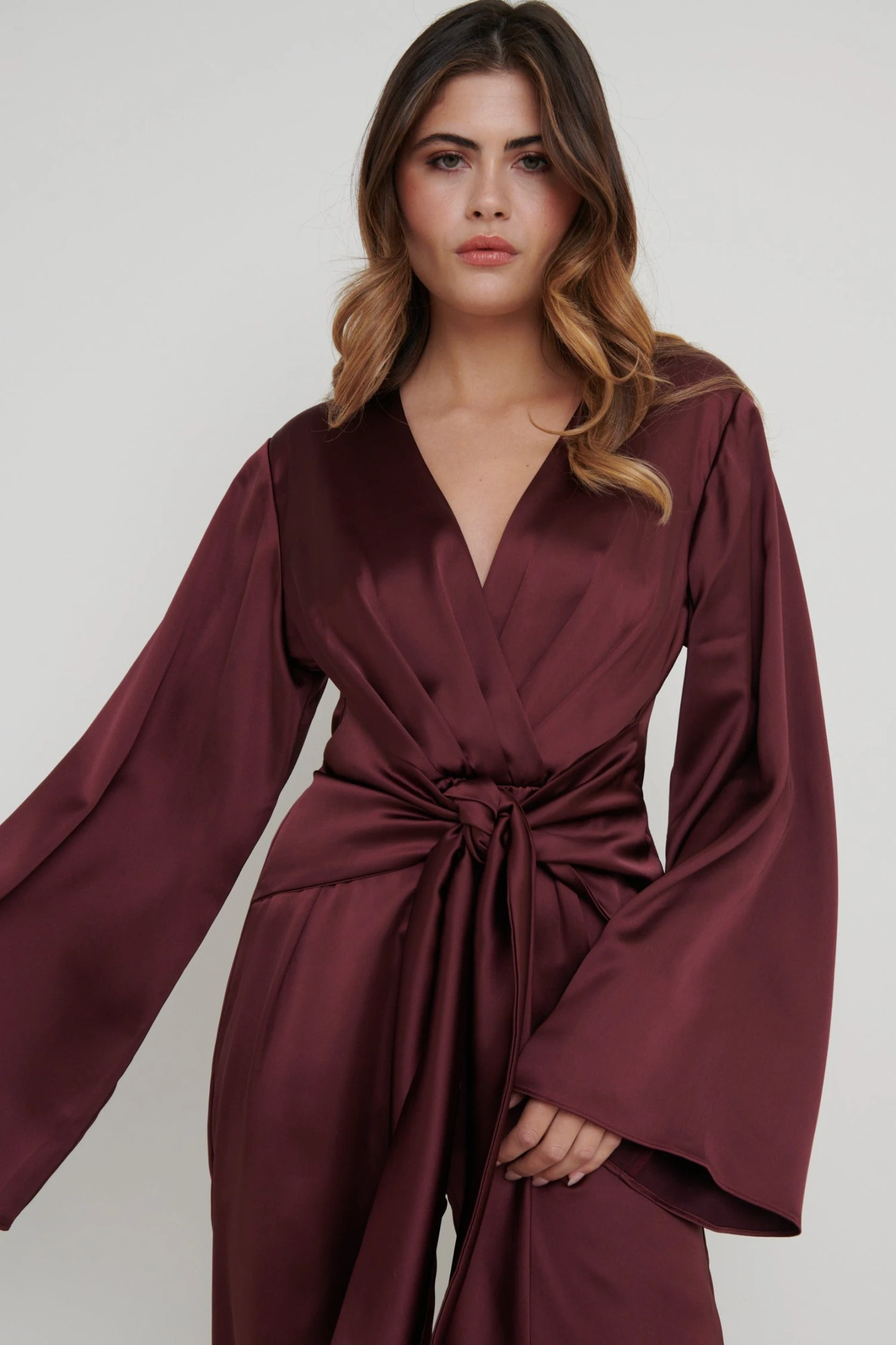 Adelaide Kimono Sleeve Jumpsuit - Wine 2 Adelaide Kimono Sleeve Jumpsuit - Wine - Image 2