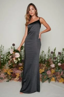 Amelia Maxi Bridesmaid Dress - Matte Black -Outlet Stylistae Store Amelia Maxi Black 2184