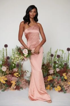 Amelia Maxi Bridesmaid Dress - Matte Tan Blush -Outlet Stylistae Store Amelia Maxi Tan Blush 1161