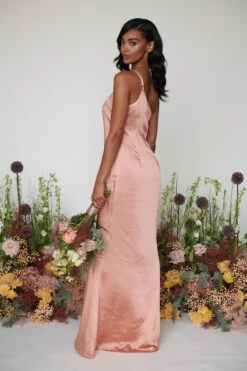 Amelia Maxi Bridesmaid Dress - Matte Tan Blush -Outlet Stylistae Store Amelia Maxi Tan Blush 1190