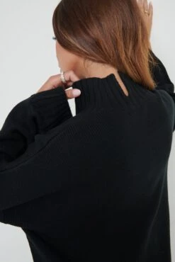 Amory Grown Neck Knit Jumper - Black -Outlet Stylistae Store Amory Jumper Black 1346