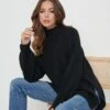 Amory Grown Neck Knit Jumper - Black