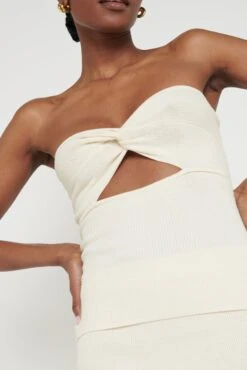 Annabelle Twist Bardot Knit Top - Cream -Outlet Stylistae Store Annabelle Cream 180