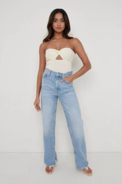 Outlet Stylistae Store -Outlet Stylistae Store Annabelle Twist Bardot Top Cream 3139