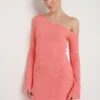 Anouska Asymmetric Knit Dress - Coral