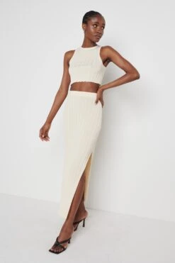 Auden Rib Knit Crop Top - Ecru -Outlet Stylistae Store Auden coord beige 5139 1 min