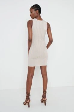 Auden Rib Mini Knit Dress - Beige -Outlet Stylistae Store Auden dress beige 39