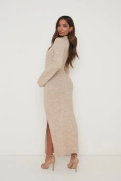 Baylee Soft Knit Midaxi Dress - Beige 8 Baylee Soft Knit Midaxi Dress - Beige -Outlet Stylistae Store Baylee Knit Midaxi Beige 1187