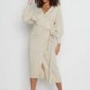 Beau Wrap Midi Dress - Beige