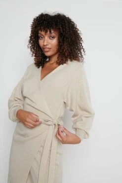 Beau Wrap Midi Dress - Beige 13 Beau Wrap Midi Dress - Beige -Outlet Stylistae Store Beau Beige 1899