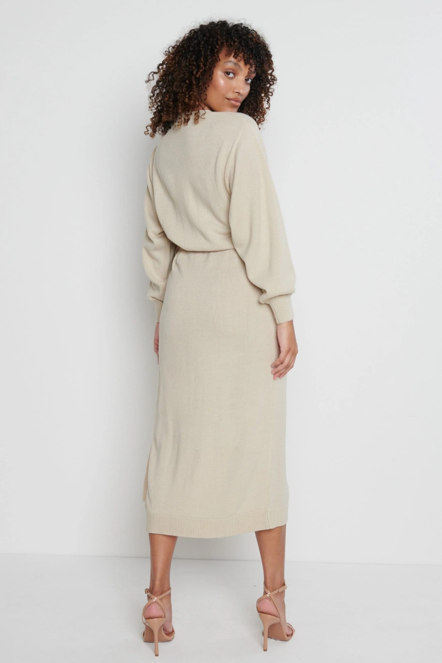 Beau Wrap Midi Dress - Beige 3 Beau Wrap Midi Dress - Beige - Image 3
