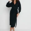Beau Wrap Midi Dress - Black