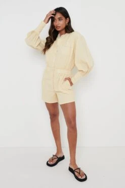 Bennie Collared Playsuit - Camel -Outlet Stylistae Store Bennie Playsuit Camel 1971