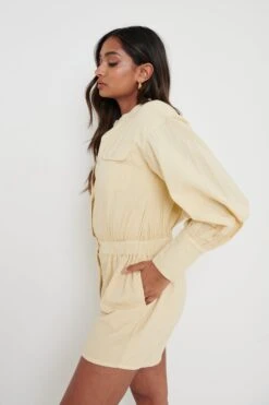 Bennie Collared Playsuit - Camel -Outlet Stylistae Store Bennie Playsuit Camel 1999