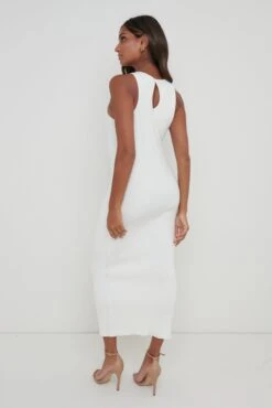 Billie Ribbed Racer Midi Dress - Cream -Outlet Stylistae Store Billie Dress Cream 1948