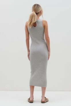 Billie Midi Ribbed Racer Dress - Grey -Outlet Stylistae Store Billie Ribbed Racer Dress Grey 1459