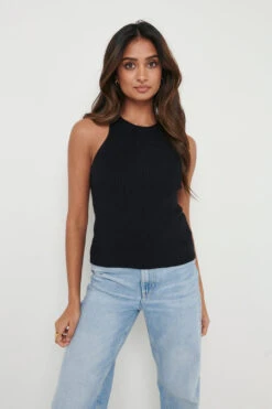 Billie Ribbed Racer Tee - Black 7 Billie Ribbed Racer Tee - Black -Outlet Stylistae Store Billie Tee Black 2235