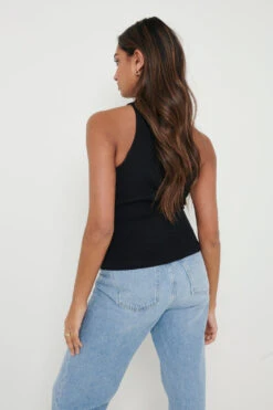Billie Ribbed Racer Tee - Black 8 Billie Ribbed Racer Tee - Black -Outlet Stylistae Store Billie Tee Black 2236