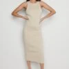 Billie Ribbed Racer Midi Dress - Beige