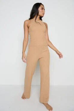 Billie Ribbed Trousers - Camel -Outlet Stylistae Store Billie top camel 5294