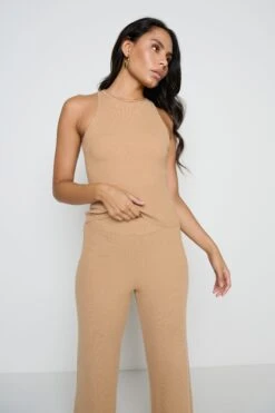 Billie Ribbed Trousers - Camel -Outlet Stylistae Store Billie top camel 5309