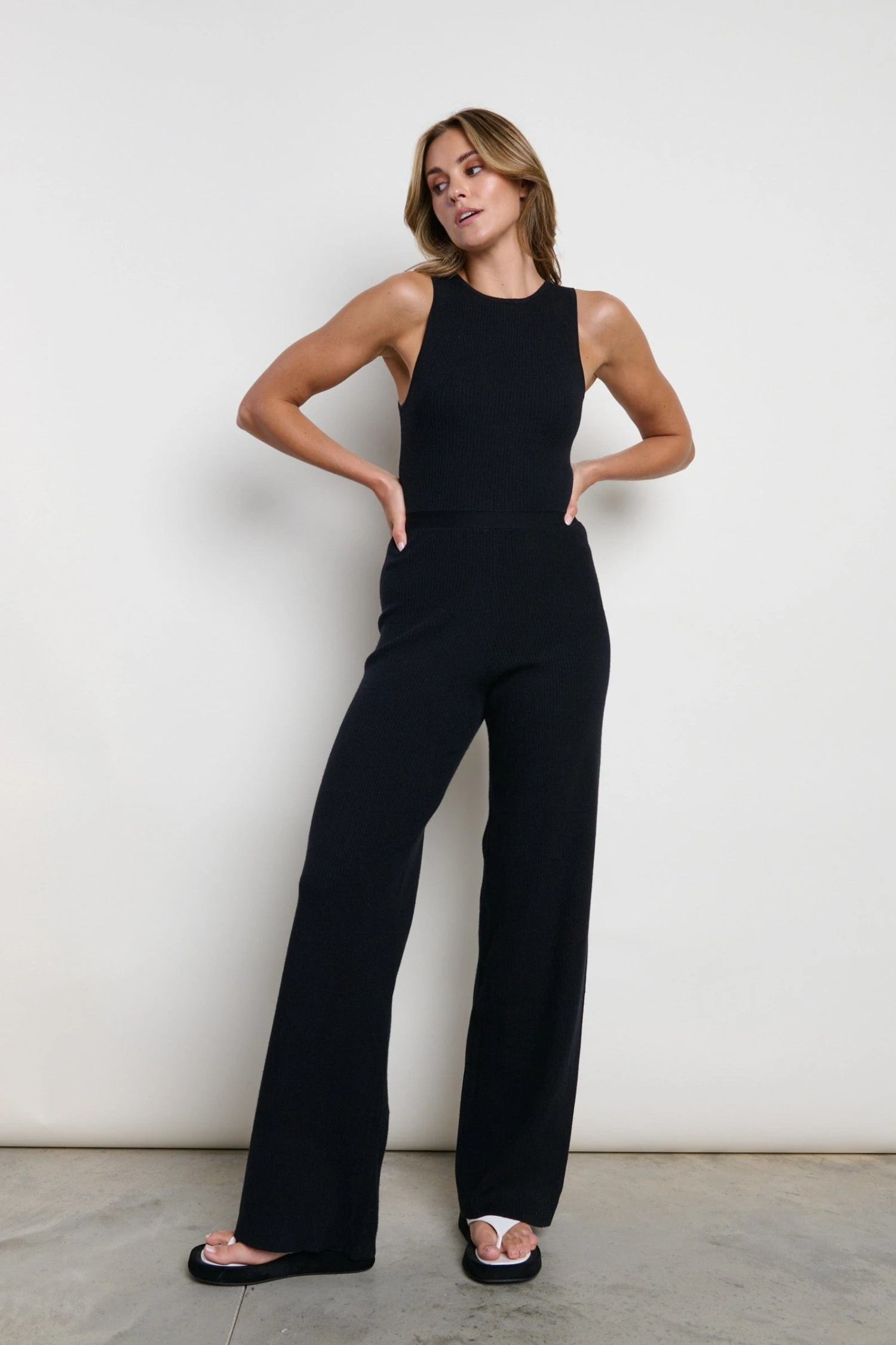 Billie Ribbed Racer Jumpsuit - Black 3 Billie Ribbed Racer Jumpsuit - Black - Image 3