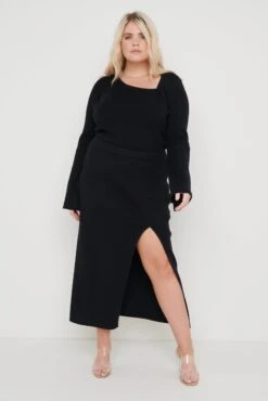 Blythe Cut Out Knit Top - Black -Outlet Stylistae Store Blythe Set Black Curve 2460