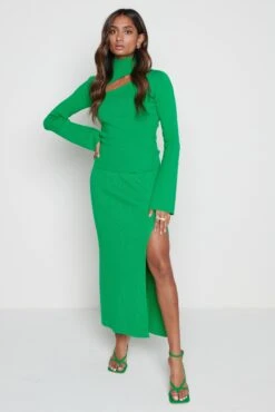 Blythe Slit Knit Skirt - Bright Emerald