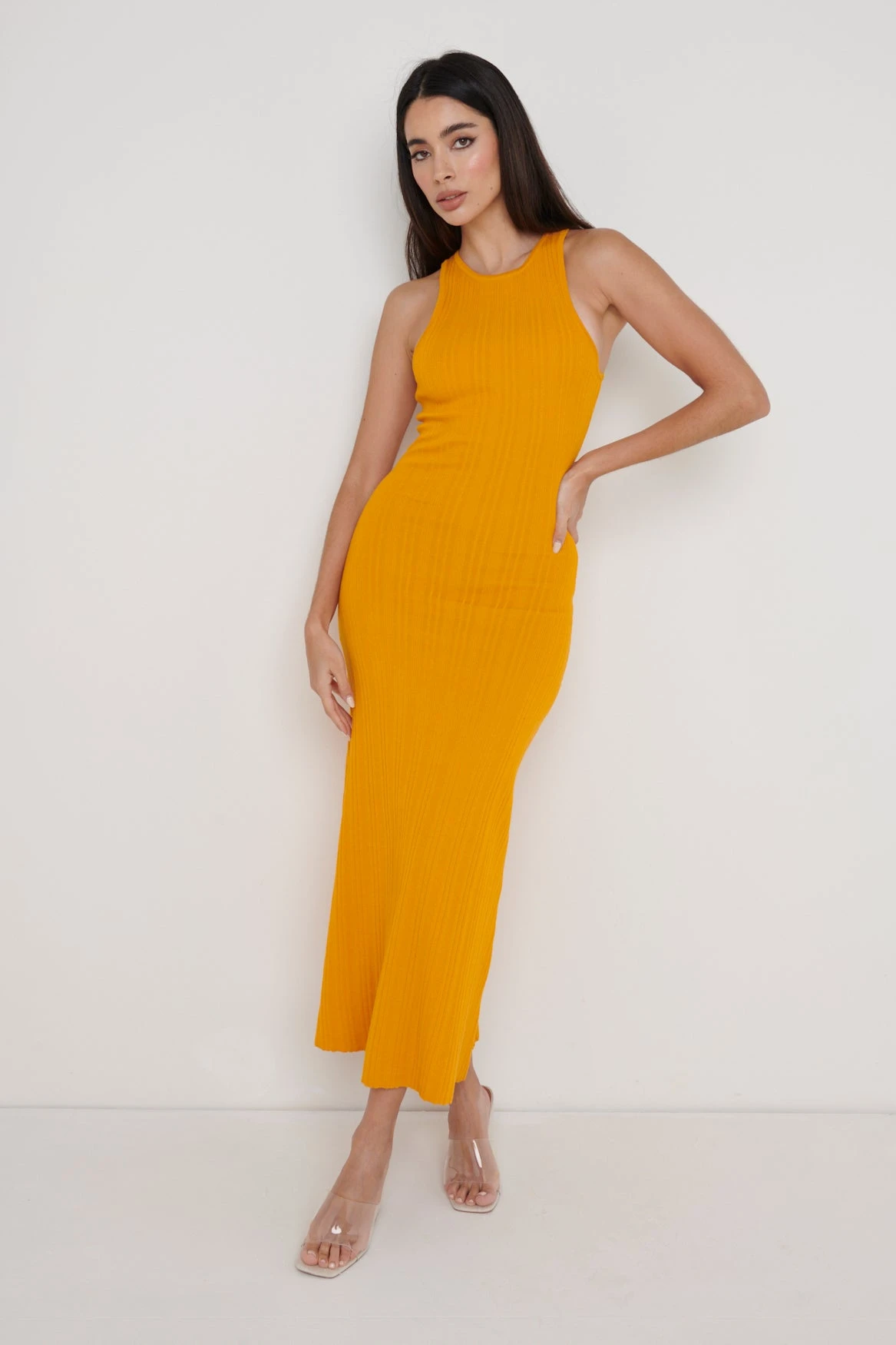 Bonnie Plisse Knit Midaxi Dress - Tangerine 1 Bonnie Plisse Knit Midaxi Dress - Tangerine