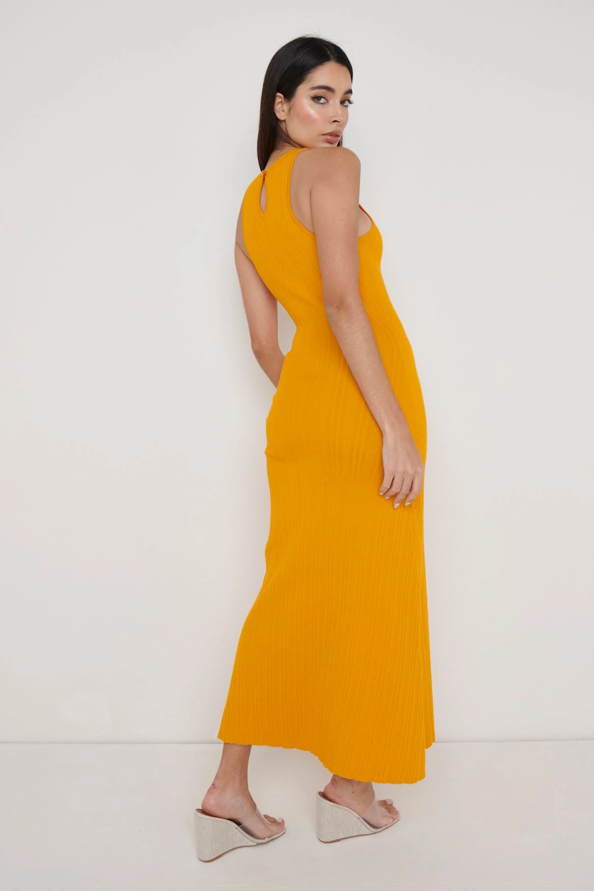 Bonnie Plisse Knit Midaxi Dress - Tangerine 3 Bonnie Plisse Knit Midaxi Dress - Tangerine - Image 3