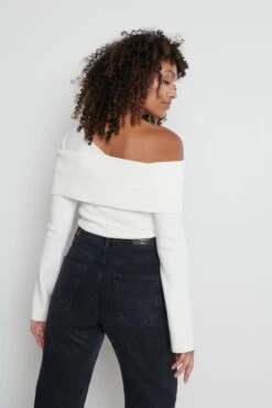 Brigitte Asymmetric Knit Top- Cream -Outlet Stylistae Store Brigitte top cream 2540