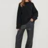 Camille Oversized Borg Jumper - Black