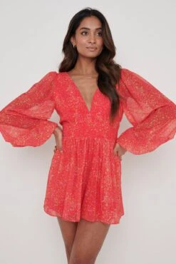 Daicy A-Line Playsuit - Pink Ditsy Floral