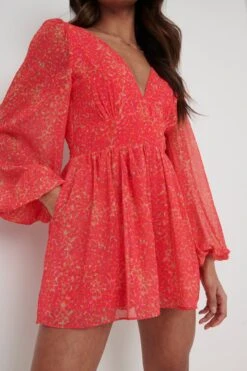 Daicy A-Line Playsuit - Pink Ditsy Floral -Outlet Stylistae Store Daicy ALine Playsuit Pink Floral 606