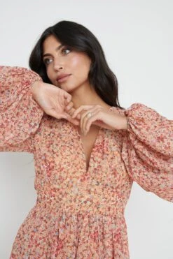 Daicy A-Line Playsuit - Orange Ditsy Floral -Outlet Stylistae Store Daicy Playsuit 566