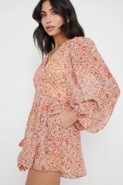 Daicy A-Line Playsuit - Orange Ditsy Floral -Outlet Stylistae Store Daicy Playsuit 602