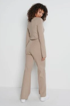 Daisy Wide Leg Knit Jumpsuit- Beige -Outlet Stylistae Store Daisy jumpsuit beige 2647