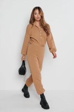 Darcie Knit Jumpsuit - Brown